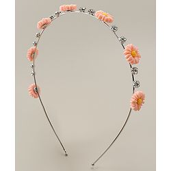 Babyhug Floral & Rhinestones Applique Hair Band - White