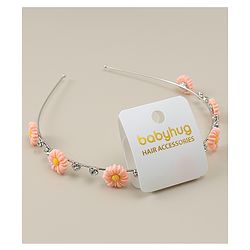 Babyhug Floral & Rhinestones Applique Hair Band - White