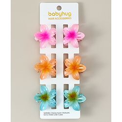 Babyhug Hair Clips Floral Shaped Pack of 6 - Multicolor