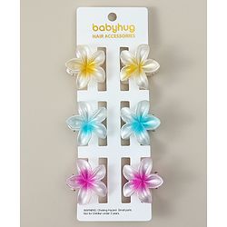 Babyhug Hair Clips Pack of 6 With Floral Applique- Multicolor