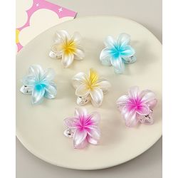 Babyhug Hair Clips Pack of 6 With Floral Applique- Multicolor