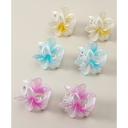 Babyhug Hair Clips Pack of 6 With Floral Applique- Multicolor