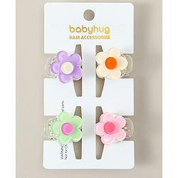 Babyhug Hair Clips Floral Shaped Pack of 4 - Multicolor