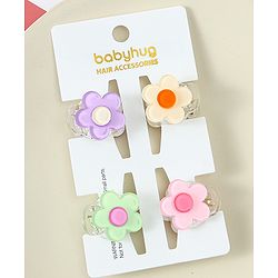 Babyhug Hair Clips Floral Shaped Pack of 4 - Multicolor