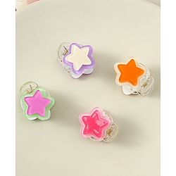 Babyhug Hair Clips with Star Applique Pack of 4 - Purple Orange & Pink