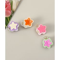 Babyhug Hair Clips with Star Applique Pack of 4 - Purple Orange & Pink
