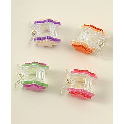 Babyhug Hair Clips with Star Applique Pack of 4 - Purple Orange & Pink