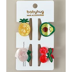 Babyhug Hair Clips Fruit Shaped Pack of 4 - Multicolor