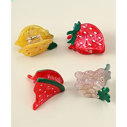 Babyhug Fruit Shaped Hair Clips Pack of 4 -  Red Yellow & Pink