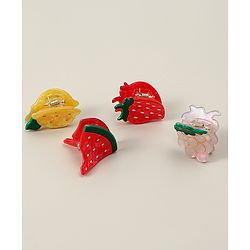 Babyhug Fruit Shaped Hair Clips Pack of 4 -  Red Yellow & Pink