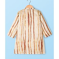 Babyhug Cambric Woven Full Sleeves Tie & Dye Kurta Dhoti Set - Beige