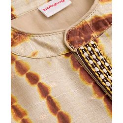 Babyhug Cambric Woven Full Sleeves Tie & Dye Kurta Dhoti Set - Beige