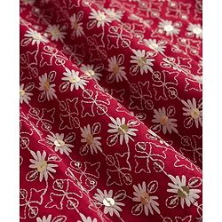 Babyhug Georgette Woven Full Sleeves Kurta Pyjama Set with Floral Embroidery - Maroon