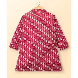 Babyhug Georgette Woven Full Sleeves Kurta Pyjama Set with Floral Embroidery - Maroon