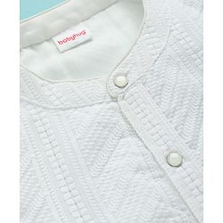 Babyhug Georgette Woven Full Sleeves Kurta Pyjama Set with Self Embroidery - White