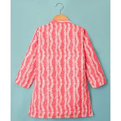 Babyhug Woven Hakkoba Embroide Full Sleeves Printed Kurta Dhoti Set - Pink