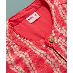 Babyhug Woven Hakkoba Embroide Full Sleeves Printed Kurta Dhoti Set - Pink