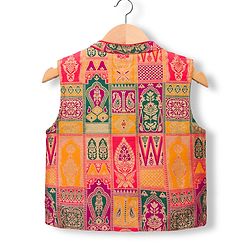 Babyhug Cambric Woven Full Sleeves Kurta Pajama Set with Embroidered Jacket - Red