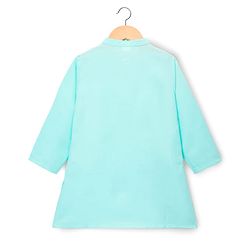 Babyhug Cambric Woven Full Sleeves Kurta Pajama & Jacket Set With Sequin Detailing - Aqua