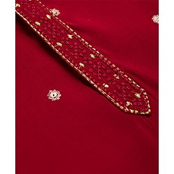 Babyhug Woven Full Sleeves Kurta Pajama Set With Foil Embroidered  - Maroon