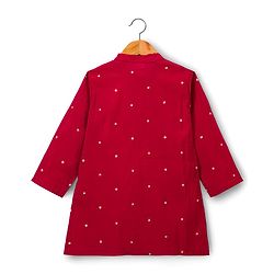 Babyhug Woven Full Sleeves Kurta Pajama Set With Foil Embroidered  - Maroon