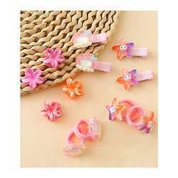 Babyhug Rubber Bands & Clips with Bow Applique Combo Set of 8 Pairs-Multicolor