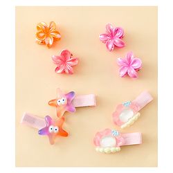 Babyhug Rubber Bands & Clips with Bow Applique Combo Set of 8 Pairs-Multicolor