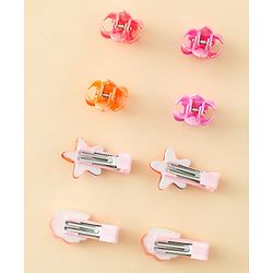 Babyhug Rubber Bands & Clips with Bow Applique Combo Set of 8 Pairs-Multicolor