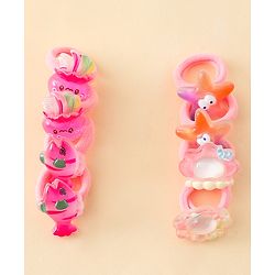 Babyhug Rubber Bands & Clips with Bow Applique Combo Set of 8 Pairs-Multicolor