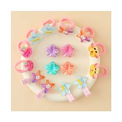 Babyhug Hair Accessories Combo Set With Floral Applique  - Multicolor