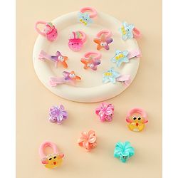 Babyhug Hair Accessories Combo Set With Floral Applique  - Multicolor