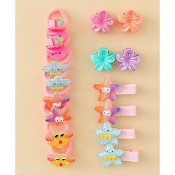 Babyhug Hair Accessories Combo Set With Floral Applique  - Multicolor