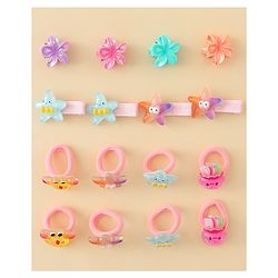 Babyhug Hair Accessories Combo Set With Floral Applique  - Multicolor