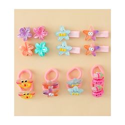 Babyhug Hair Accessories Combo Set With Floral Applique  - Multicolor