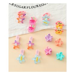 Babyhug Hair Accessories Combo Set With Floral Applique  - Multicolor