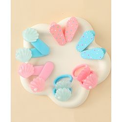 Babyhug Hair Clips & Rubber Band Set Pack of 6 Free Size - Pink & Blue