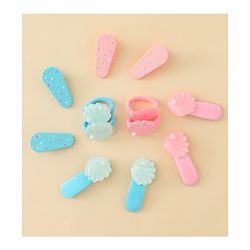 Babyhug Hair Clips & Rubber Band Set Pack of 6 Free Size - Pink & Blue