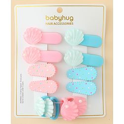 Babyhug Hair Clips & Rubber Band Set Pack of 6 Free Size - Pink & Blue