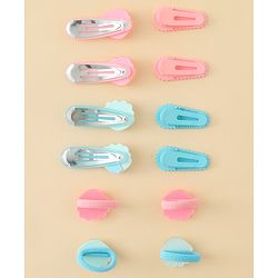 Babyhug Hair Clips & Rubber Band Set Pack of 6 Free Size - Pink & Blue