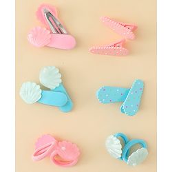 Babyhug Hair Clips & Rubber Band Set Pack of 6 Free Size - Pink & Blue