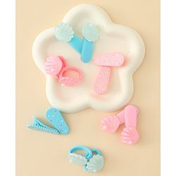 Babyhug Hair Clips & Rubber Band Set Pack of 6 Free Size - Pink & Blue