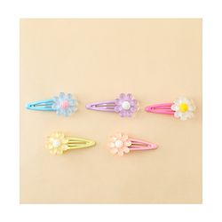 Babyhug Hair Rubber Bands & Clips with Floral Applique Combo Set  10 Pieces  - Multicolor
