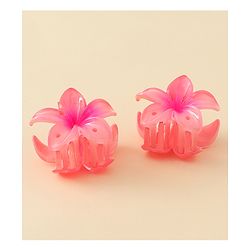 Babyhug  Hair Rubber Bands  & Clips With Floral Applique  6 Pieces - Pink