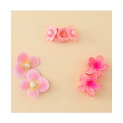 Babyhug  Hair Rubber Bands  & Clips With Floral Applique  6 Pieces - Pink