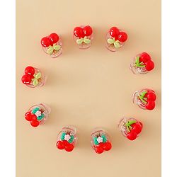 Babyhug Hair Clips with Fruit Applique Pack of 10 - Red