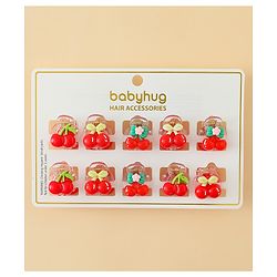 Babyhug Hair Clips with Fruit Applique Pack of 10 - Red