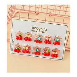 Babyhug Hair Clips with Fruit Applique Pack of 10 - Red