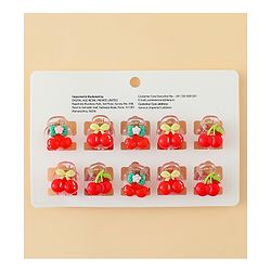 Babyhug Hair Clips with Fruit Applique Pack of 10 - Red