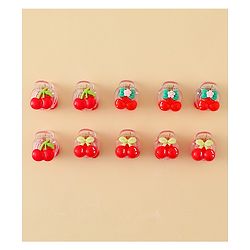 Babyhug Hair Clips with Fruit Applique Pack of 10 - Red