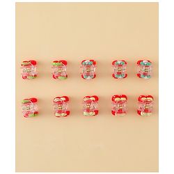Babyhug Hair Clips with Fruit Applique Pack of 10 - Red
